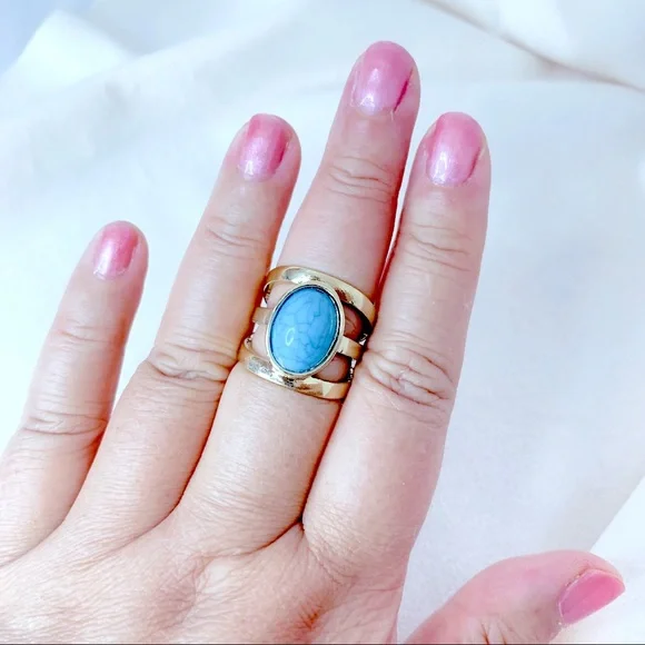 ❣️$25/3❣️Oval Shaped Turquoise Ring - Picture 3 of 10